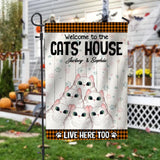 Personalized Welcome To The Cats' House Live Here Too Garden Flag Printed PNHQ0403