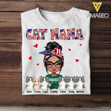 Personalized Cat Mom Fur Mama Cat Lovers Us Flag Tshirt Printed 23MAR-DT06