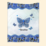 Personalized Butterflies & Flowers Background Grandma with Kid's Name Quilt Blanket Printed PNDT0603