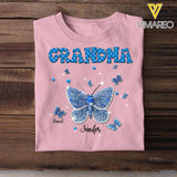 Personalized Butterflies & Kid's Name Grandma Tshirt Printed 23MAR-DT08