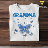 Personalized Butterflies & Kid's Name Grandma Tshirt Printed 23MAR-DT08