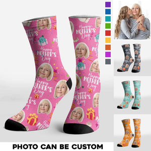 Personalized Upload Your Photo Happy Mother's Day Crew Socks Printed PNHQ1003