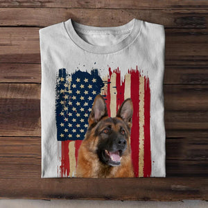 Personalized Upload Photo Dog Lover Flag Tshirt Printed 22MAR-DT10