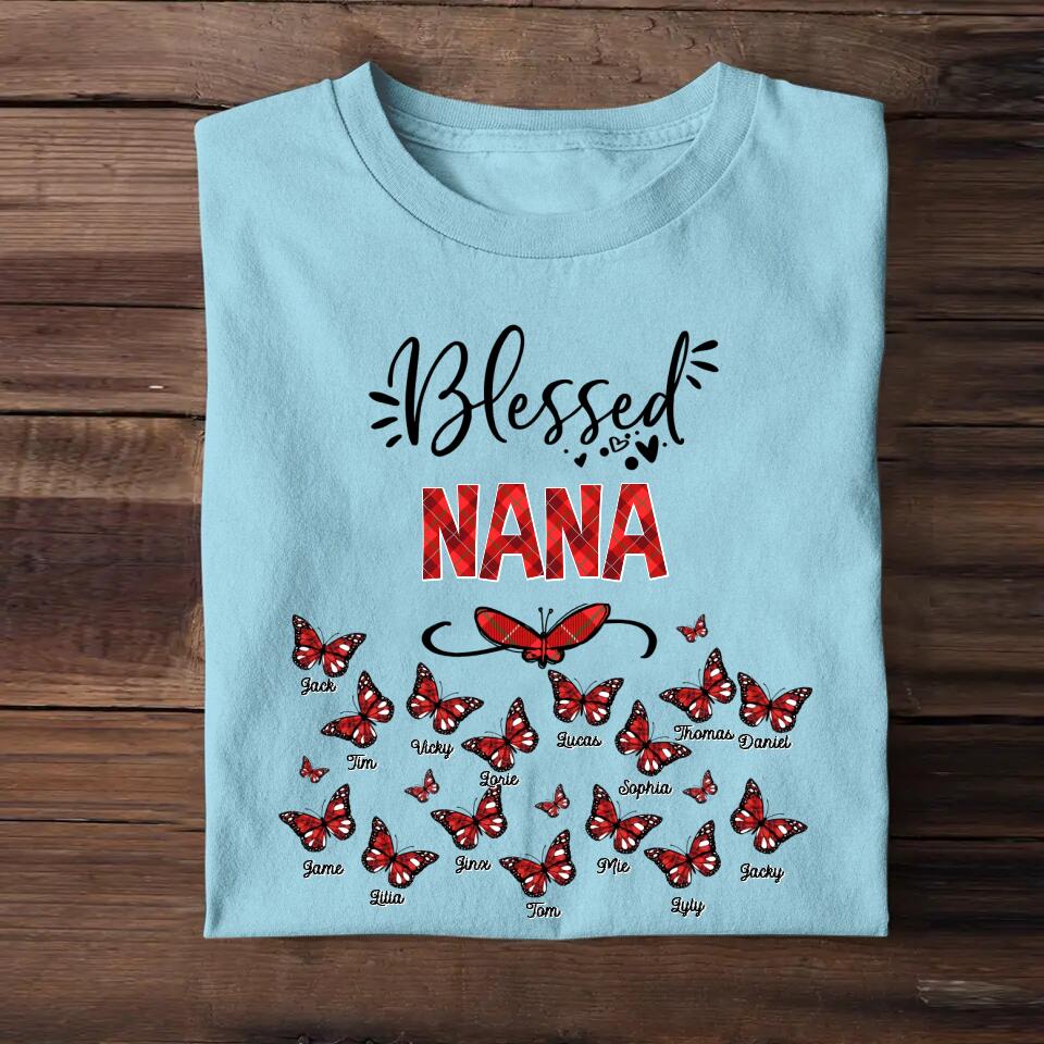 Personalized Nickname Grandma, Blessed Nana Butterfly Tshirt Printed QTDT1403