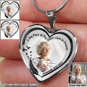 Personalized Upload Photo A Big Piece of My Heart Lives in Heaven Memorial Necklace Printed QTDT1503