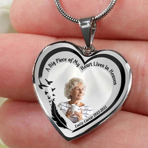 Personalized Upload Photo A Big Piece of My Heart Lives in Heaven Memorial Necklace Printed QTDT1503
