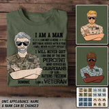 Personalized US Soldier/ Veteran I Am A Man Not Hero I Will Never Accept Defeat Printed Tshirts 23MAR-DT21