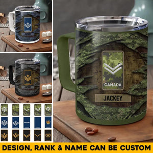 Personalized Canadian Veteran/Soldier Rank Camo  Insulated Mug 10oz Printed 23MAR-HQ27