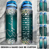 Personalized Mermaid Background & Name Water Tracker Bottle Printed PNHQ0304