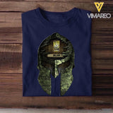 Personalized Spartan SKull Canadian Soldier/ Veteran Rank Camo  Tshirt Printed 23APR-HQ06