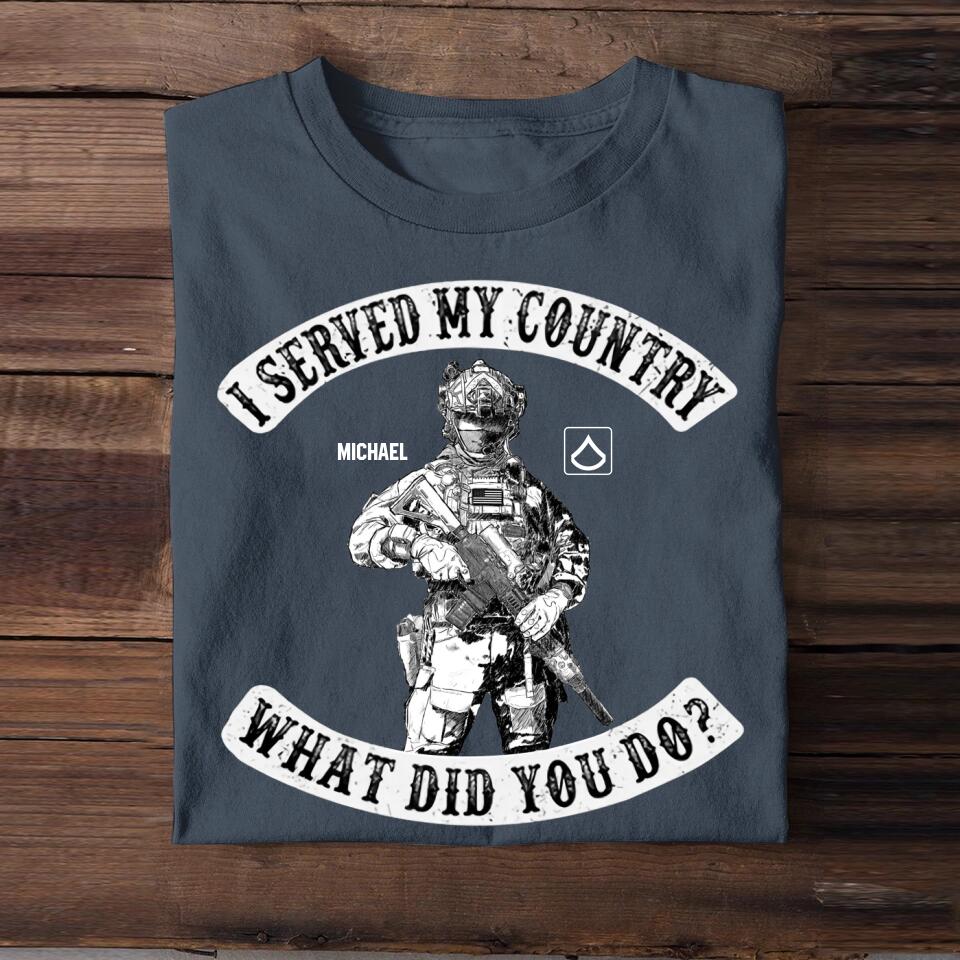 Personalized US Soldier/ Veteran I I Served My Country What Did You Do Tshirts 23APR-BQT06