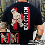 Personalized Best Canadian Dad Ever Flag Hand Kid Name Tshirt Printed QTDT0604