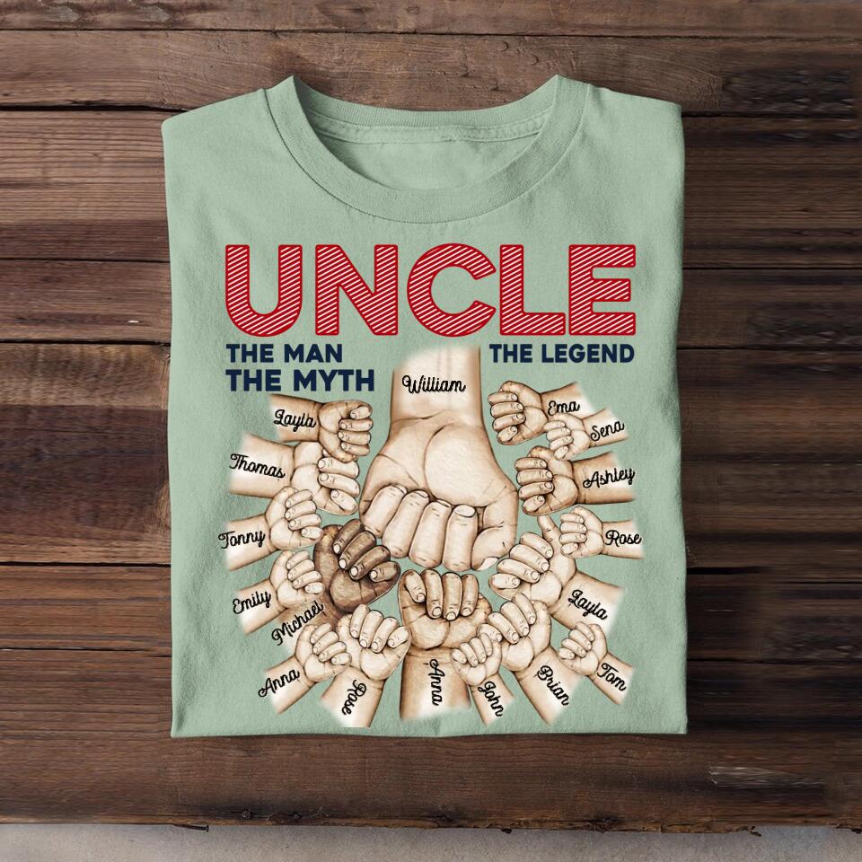 Personalized Uncle The Man The Myth The Legend Kid Name Hand Tshirt Printed 23APR-HQ11
