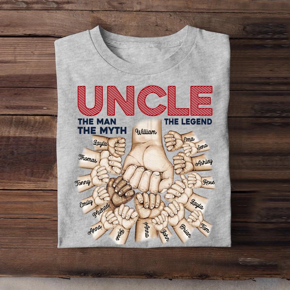 Personalized Uncle The Man The Myth The Legend Kid Name Hand Tshirt Printed 23APR-HQ11