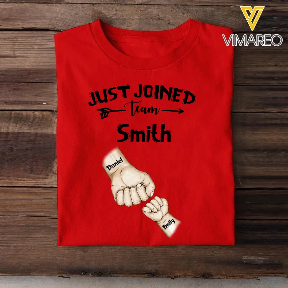 Personalized Family & Kids Name Just Joined Team TShirt Or Baby Onesize QTPN1304