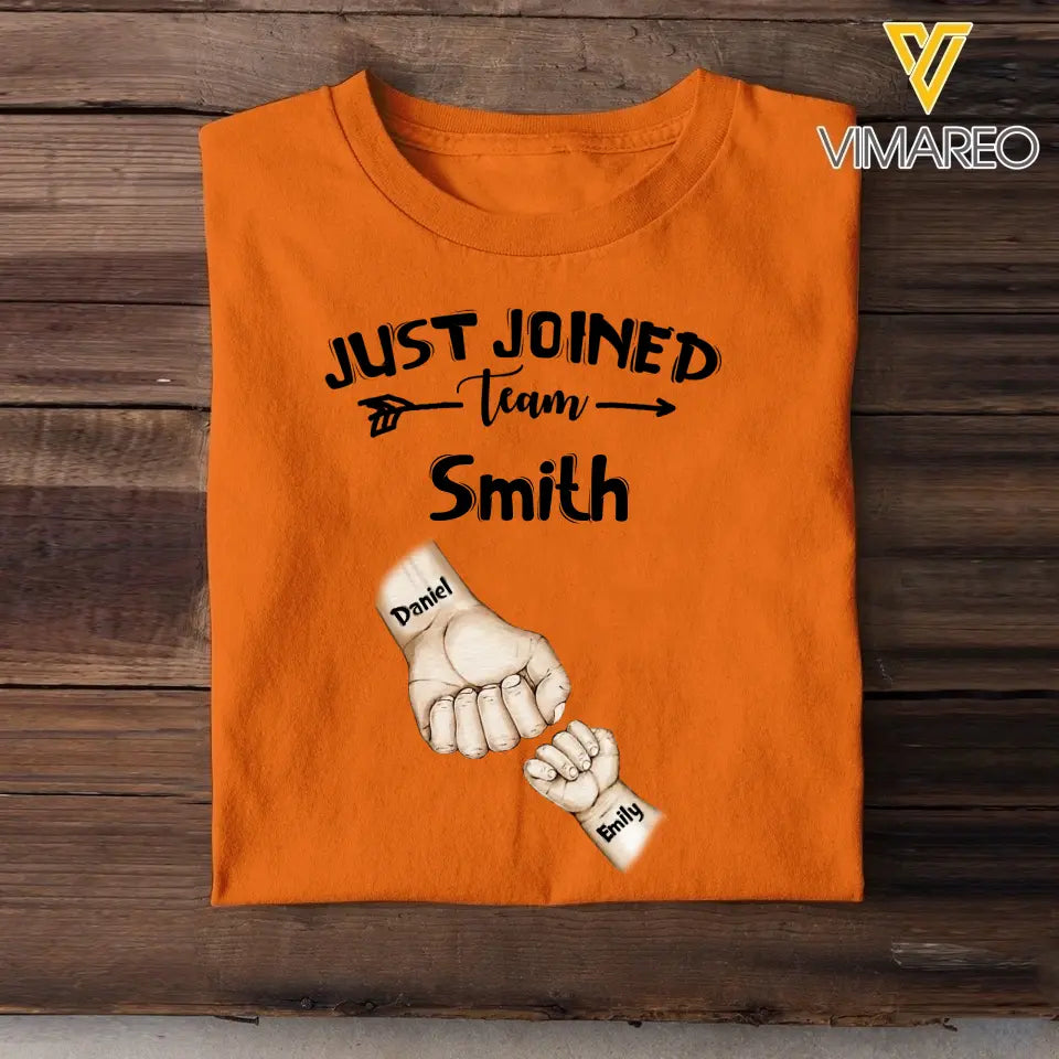 Personalized Family & Kids Name Just Joined Team TShirt Or Baby Onesize QTPN1304