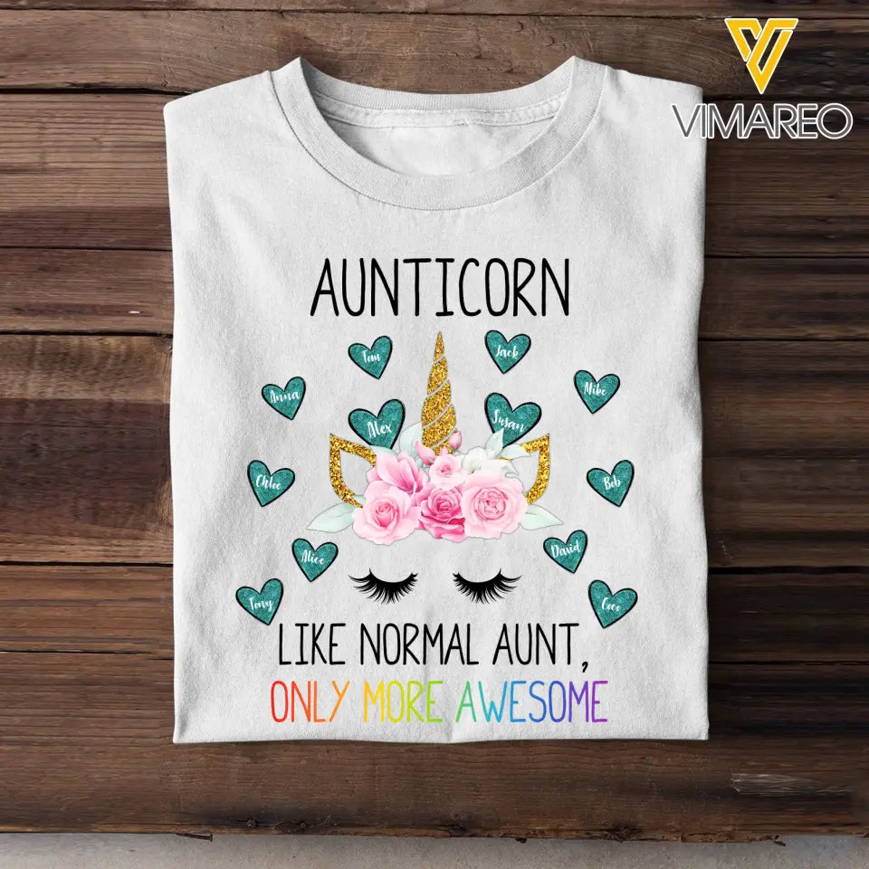 Personalized Aunticorn & Kid Name Tshirt Printed 23APR-BQT18