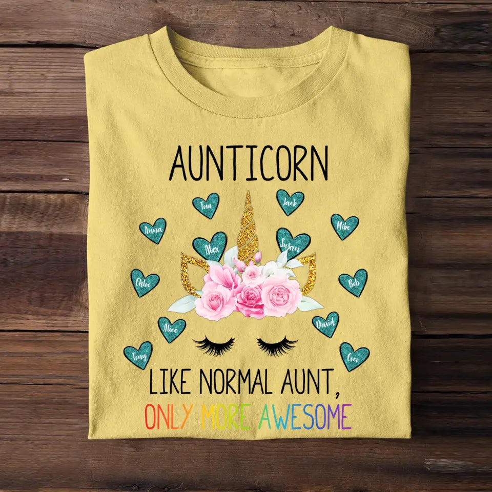 Personalized Aunticorn & Kid Name Tshirt Printed 23APR-BQT18
