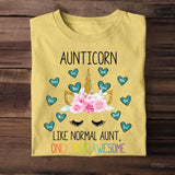 Personalized Aunticorn & Kid Name Tshirt Printed 23APR-BQT18