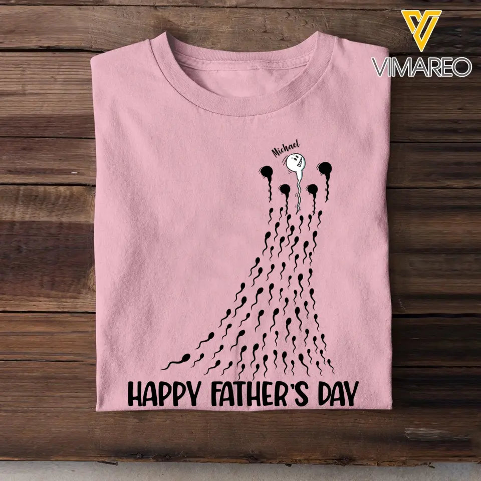 Personalized Funny Sperm Happy Father's Day Kid Name T-shirt Printed 23APR-BQT20