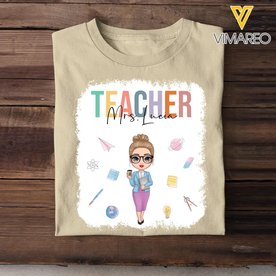 Personalized Teacher with Name Gift for Teachers T-shirt Printed PNBQT2104