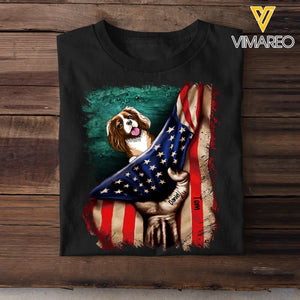 Personalized Hand Hoding The US Flag Upload Photo Dog Lovers Cat Lovers Tshirt Printed 23APR-PTN28