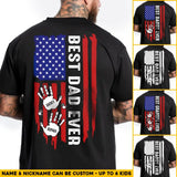 Personalized Best Dad Ever Hand with Kid Name US Flag T-shirt Printed PNHQ1005