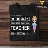 Personalized Teacher Handling Information T-shirt Printed 23MAY-BQT08