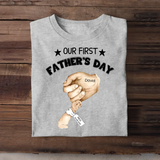 Personalized Our First Father's Day & Hand with Kid Name Tshirt or Baby Onesie Printed PNPN1005