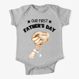 Personalized Our First Father's Day & Hand with Kid Name Tshirt or Baby Onesie Printed PNPN1005