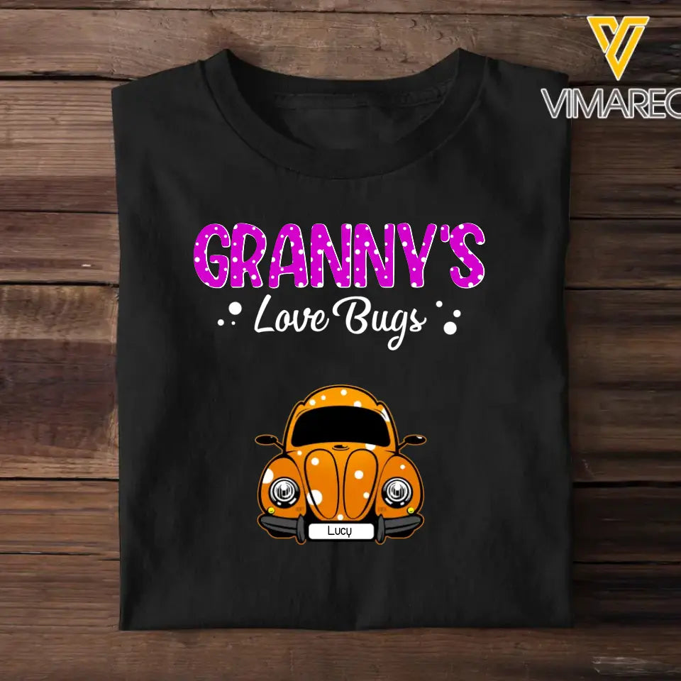 Personalized Granny's Love Bugs Car with Kid Name T-shirt Printed QTDT1505