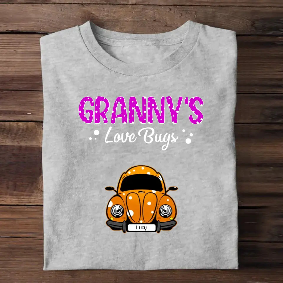 Personalized Granny's Love Bugs Car with Kid Name T-shirt Printed QTDT1505