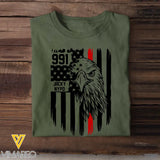 Personalized Fireman Department & Name US Flag T-shirt Printed QTHQ1605
