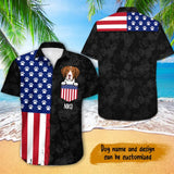 Personalized US Flag Dog Paw Dog Name Dog Lovers Gift Hawaii Printed PNBQT1805