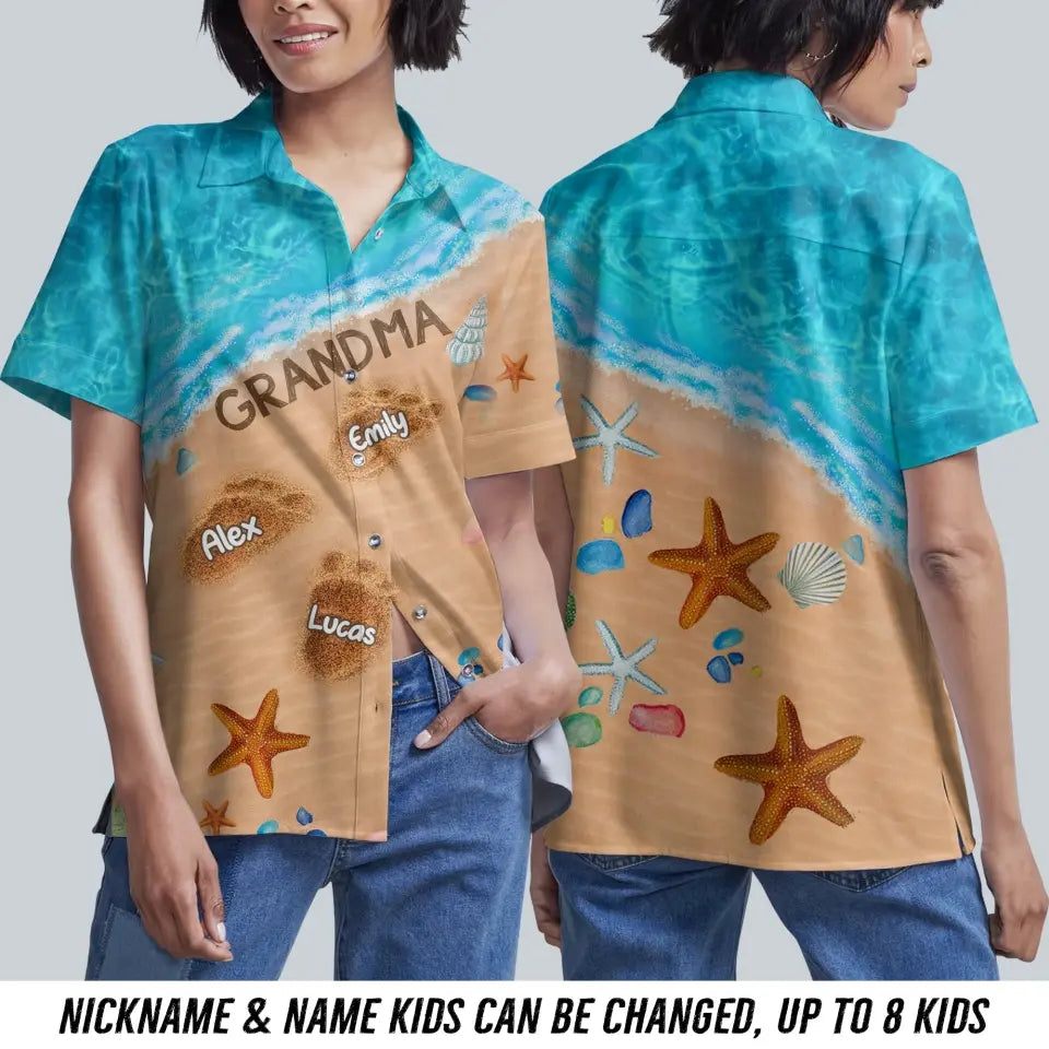 Personalized Beach Summer Vibe Grandma & Kid Name Hawaii Shirt Printed PNDT2205