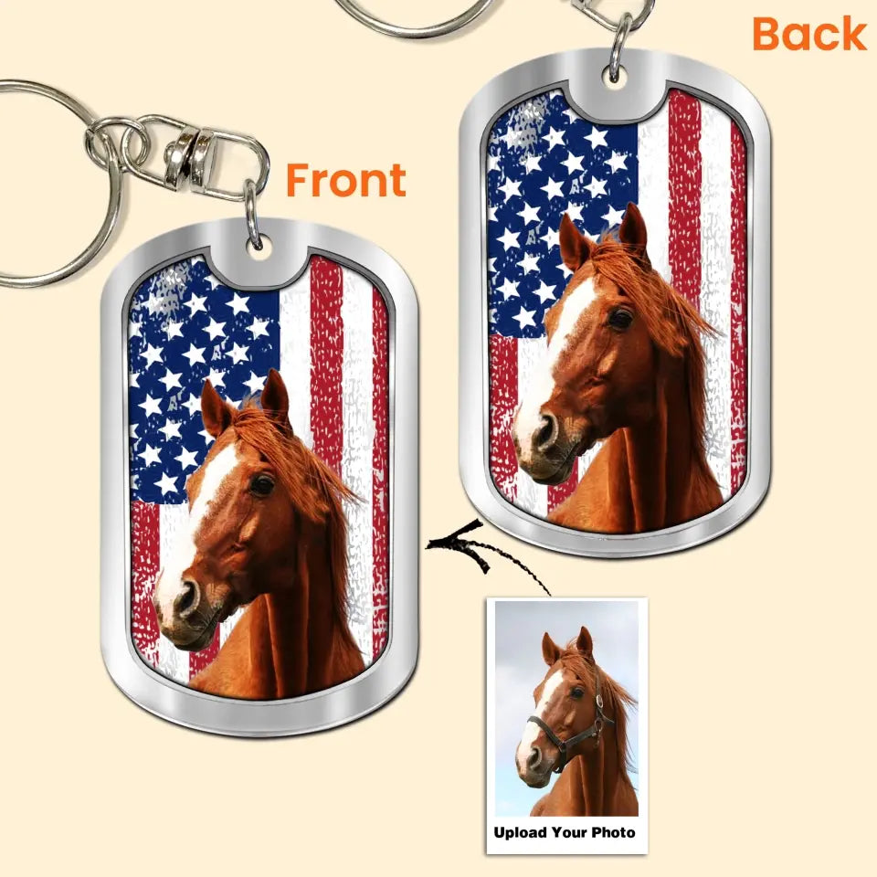 Personalized Horse Flag Gift For Horse Lover Keychain Printed 23MAY-TB23