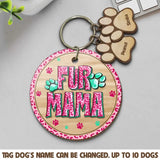 Personalized Fur Mama Dog Name Dog Tag Wood Keychain Printed PNDT2405