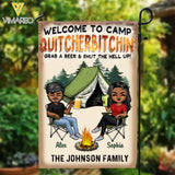 PERSONALIZED TO CAMP QUITCHERBITCHIN GRAB A BEER SHUT THE HELL UP GARDEN FLAG QTTQ0703