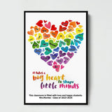 Personalized Teacher Hearts with Kids Names It Takes A Big Heart To Shape Little Minds Poster Printed HTHPN2505