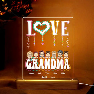 Personalized Love Grandma with Kids Names Led Lamp Printed PNHQ2605