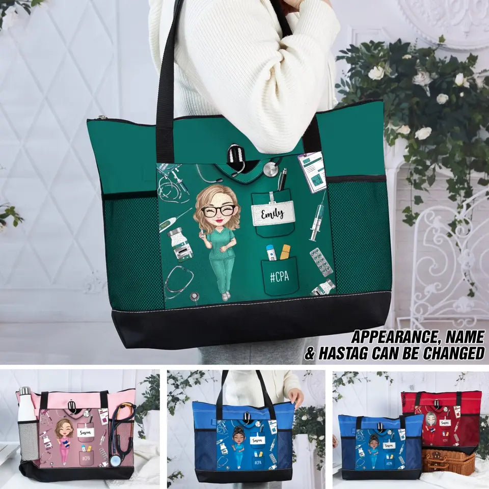 Personalized Nurse with Name Nurse Appreciation Gift Tote Bag Printed HHDT0106
