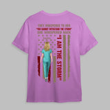 Personalized Nurse They Whispered To Her She Whispered Back I Am The Storm Flag Tshirt