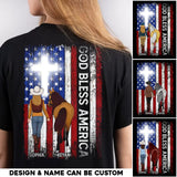 Personalized God Bless America Horse Girl Flag T-shirt Printed MTHHQ0206
