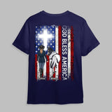 Personalized God Bless America Horse Girl Flag T-shirt Printed MTHHQ0206