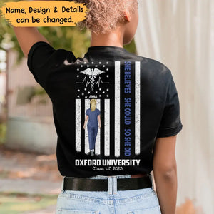 Personalized She/He Believes She/He Could So She/He Did Gift For Nurse T-shirt Printed HTHBQT0206