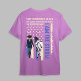 Personalized Flag Horse Girls They Whispered To her You Cannot Withstand The Storm She Whispered Back I Am The Storm HHHQ066