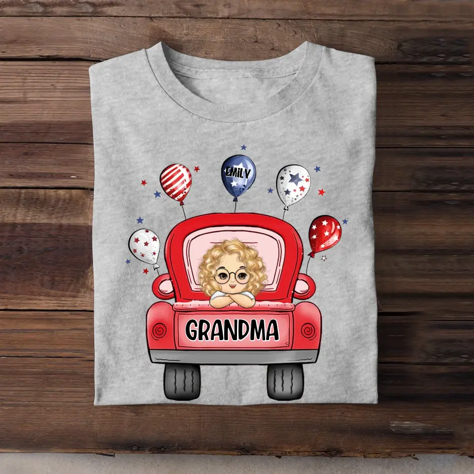 Personalized Red Car Grandma Balloons with Kid Names T-shirt Printed PNHQ0606