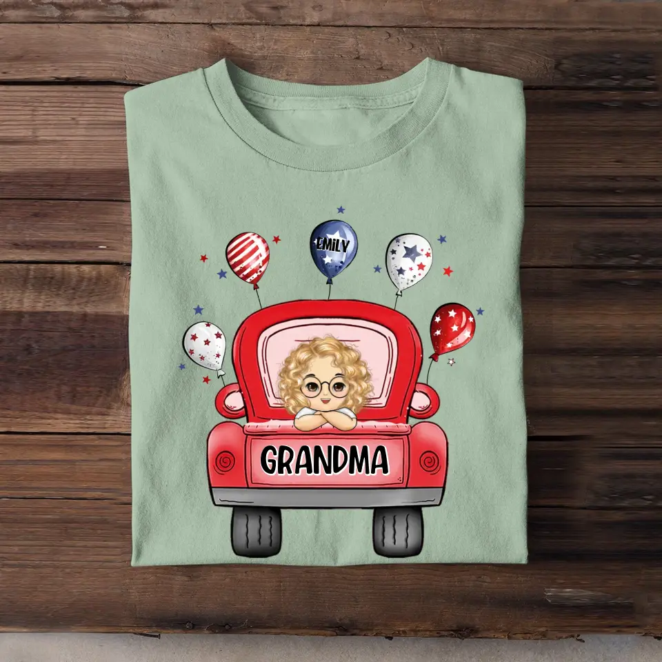 Personalized Red Car Grandma Balloons with Kid Names T-shirt Printed PNHQ0606