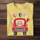 Personalized Red Car Grandma Balloons with Kid Names T-shirt Printed PNHQ0606