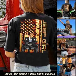 Personalized Jeep Girl Flag T-shirt Printed MTDT0606